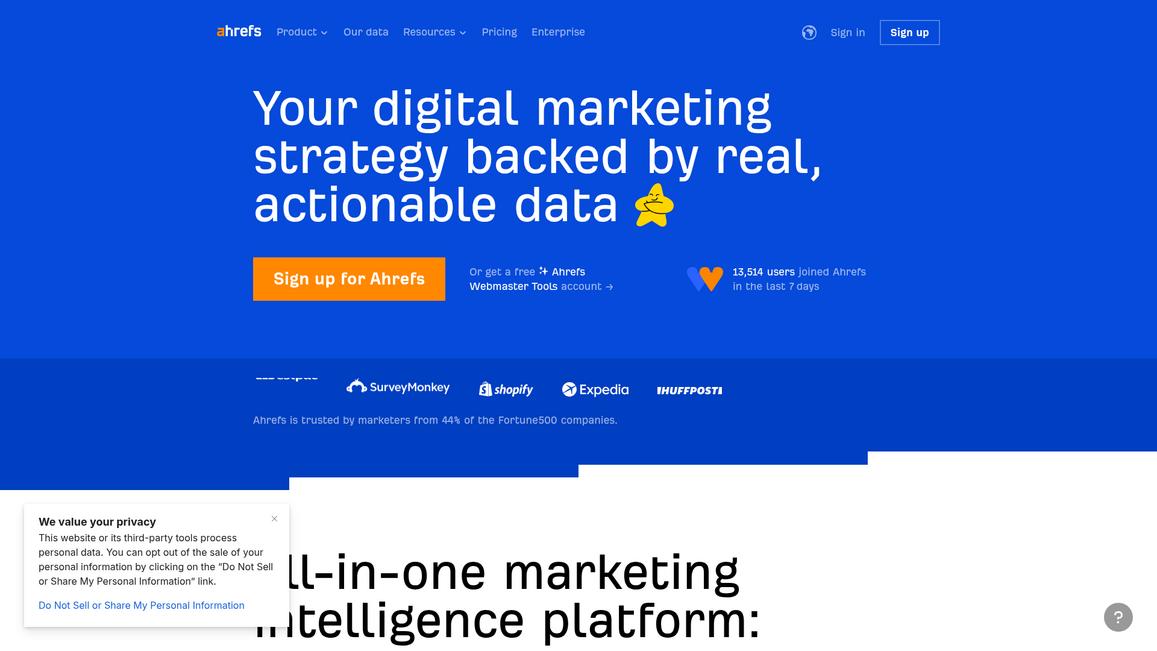 Ahrefs Homepage