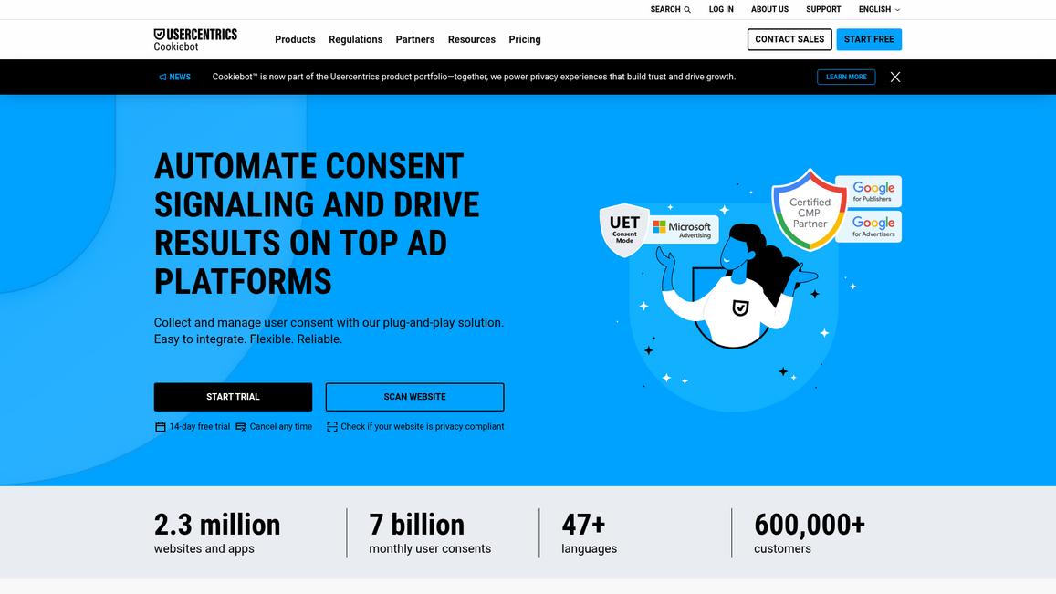 Cookiebot Homepage