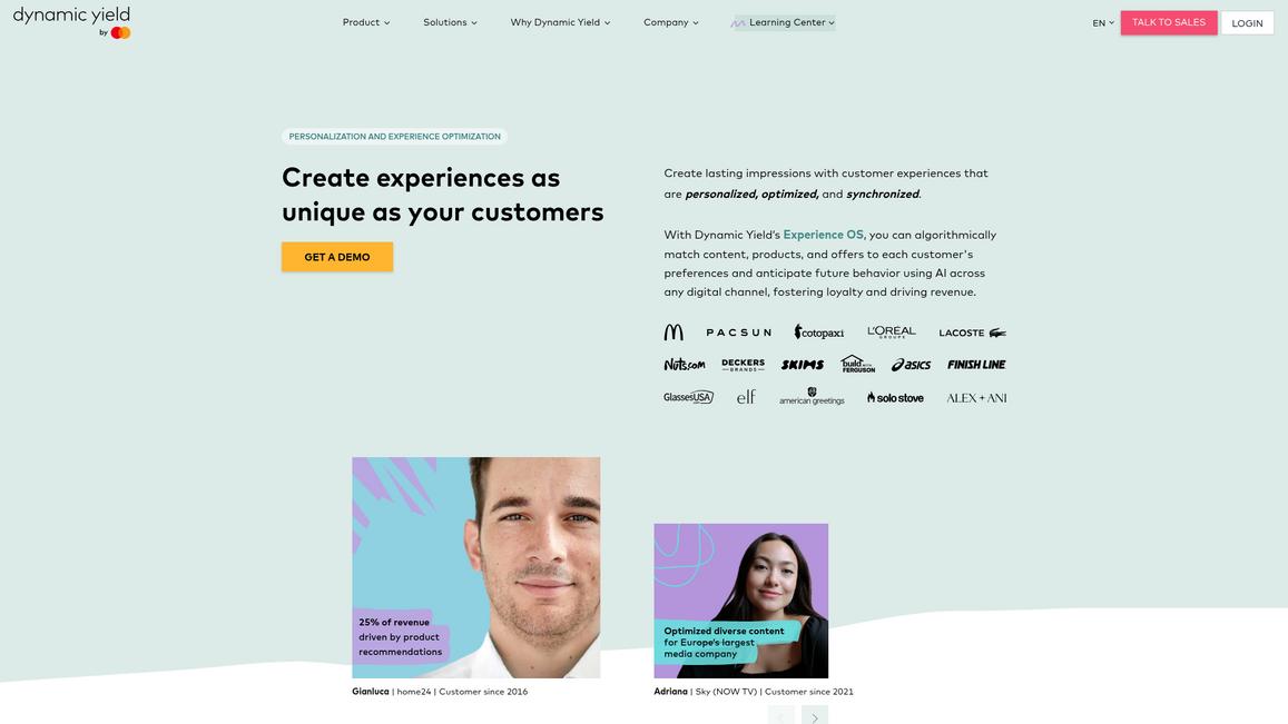 Dynamic Yield Homepage