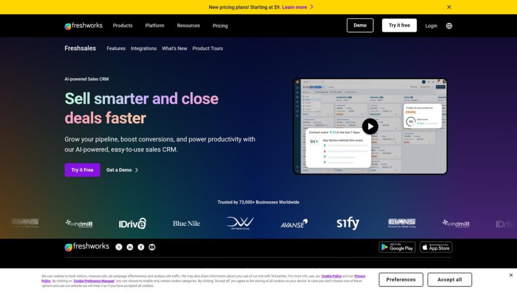 Freshsales Homepage