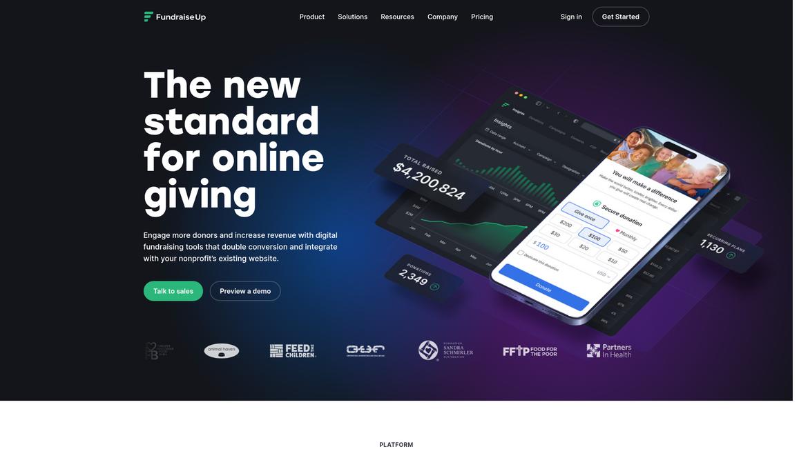 Fundraise Up Homepage