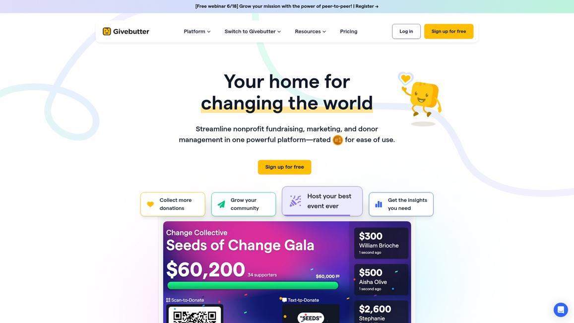 Givebutter Homepage