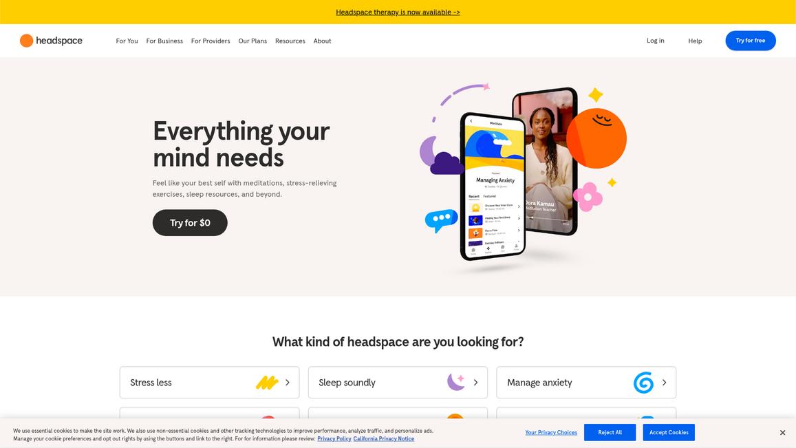 Headspace Homepage