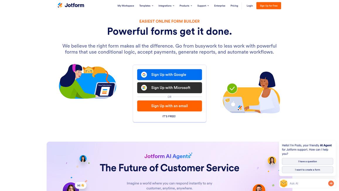 Jot Form Homepage
