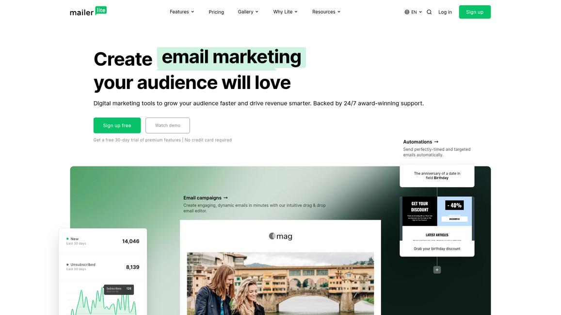 Mailer Lite Homepage