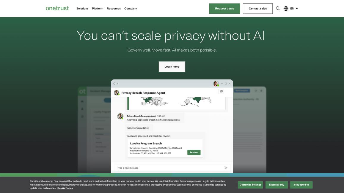 One Trust Homepage