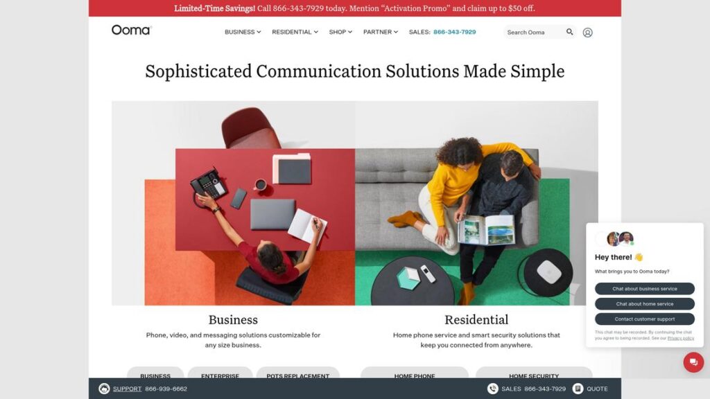 Ooma Homepage