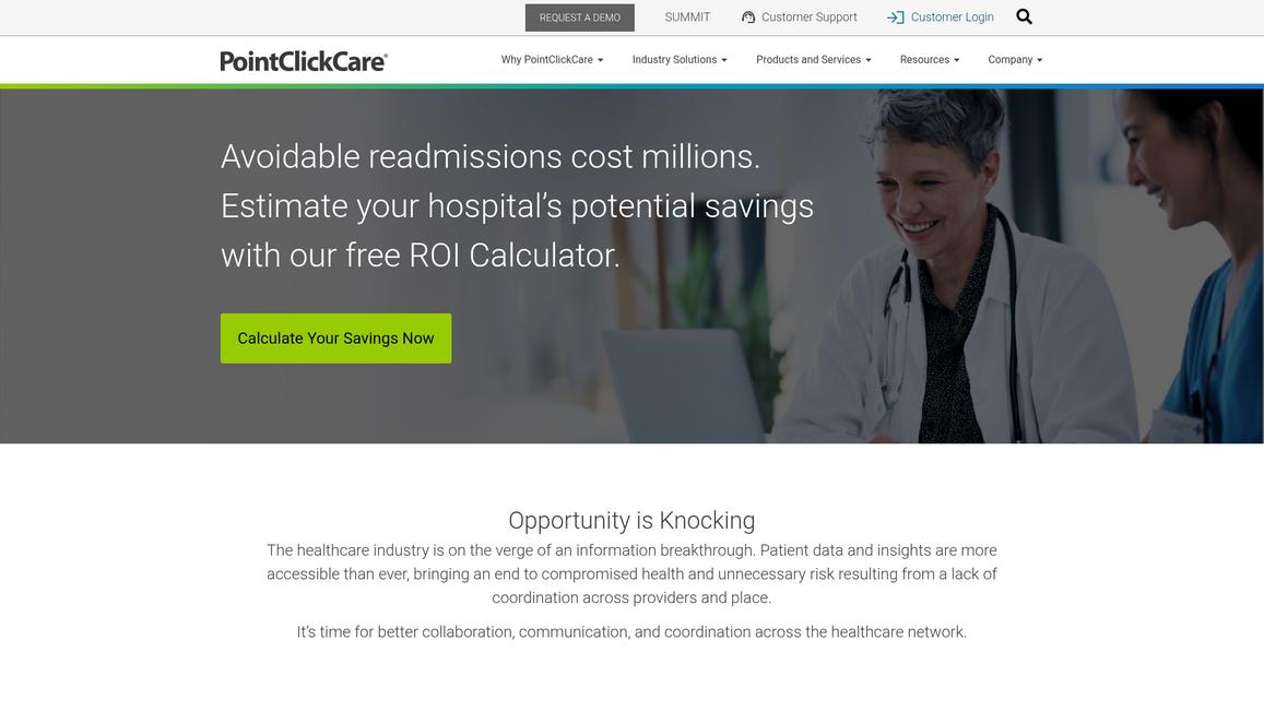 Point Click Care Homepage