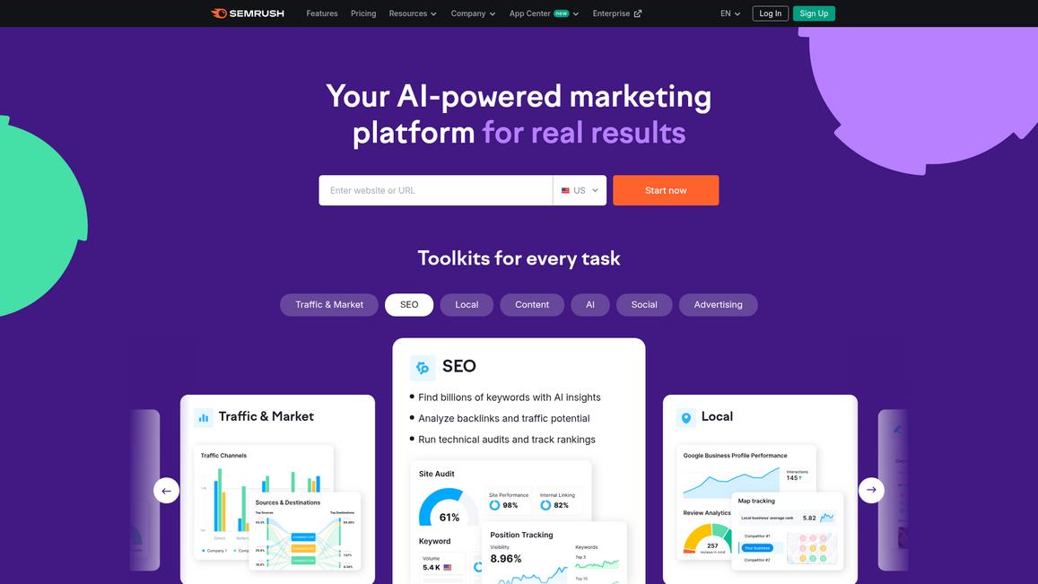 Semrush Homepage