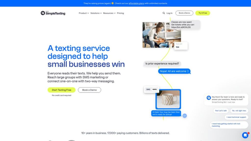 SimpleTexting Homepage