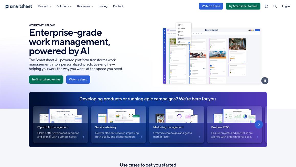 Smartsheet Homepage