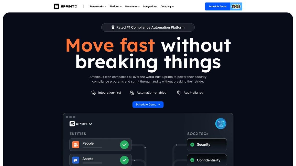Sprinto Homepage