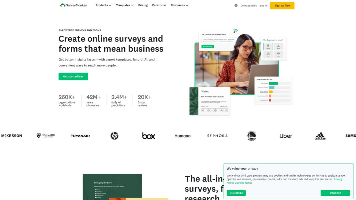 Survey Monkey Homepage
