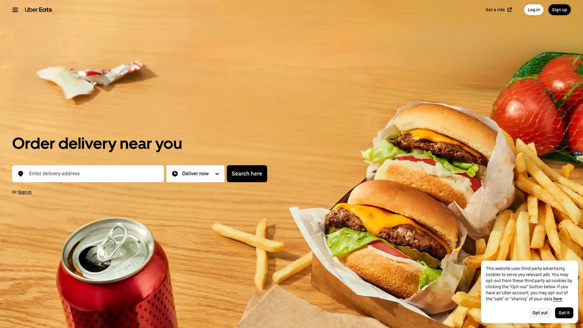 Uber Eats Homepage