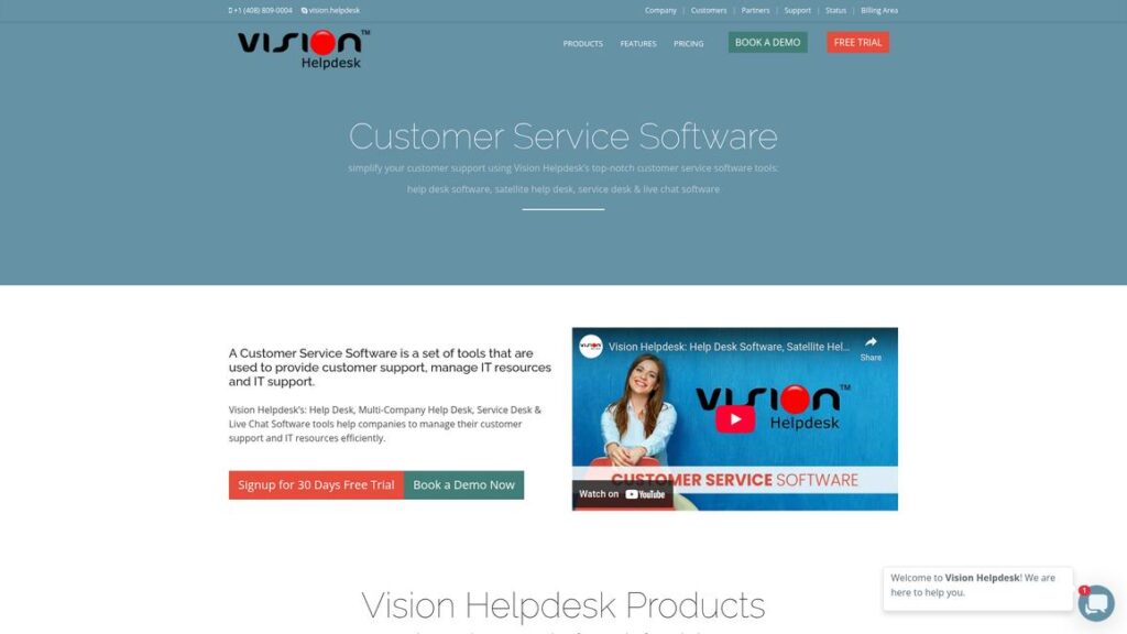 Vision Helpdesk Homepage