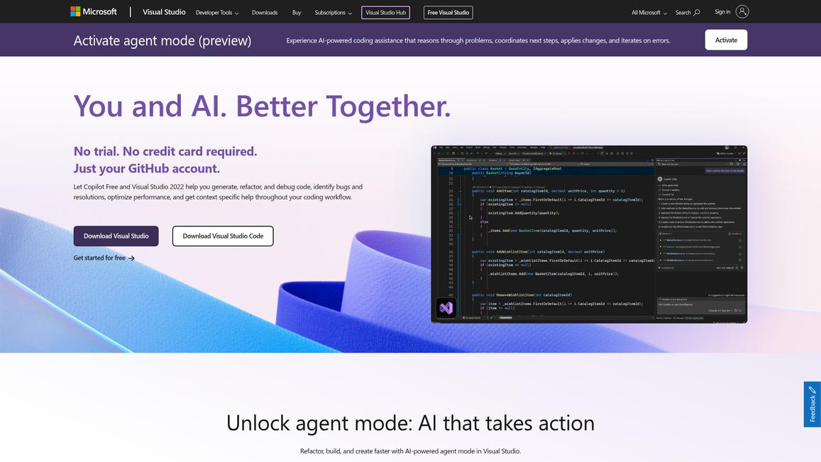 Visual Studio Homepage