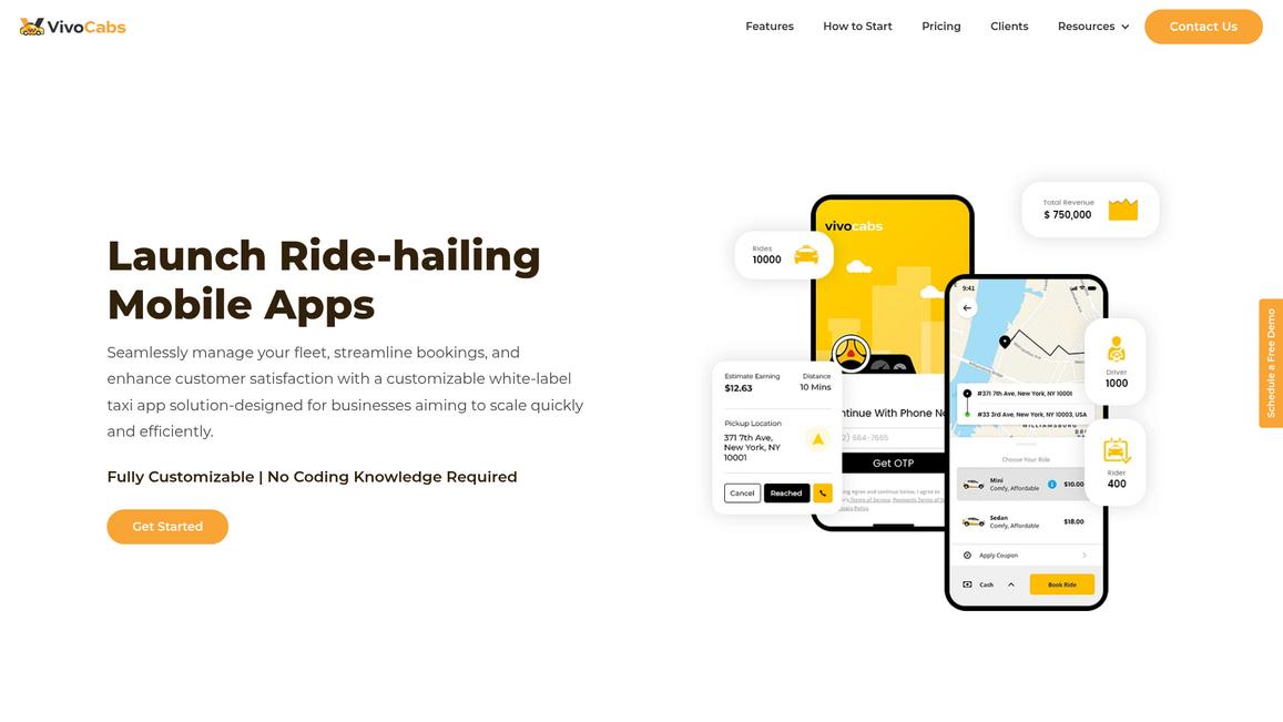 Vivo Cabs Homepage