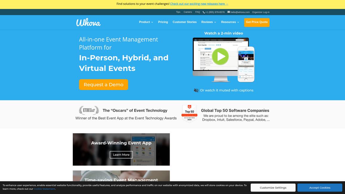 Whova Homepage