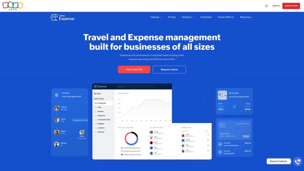 Zoho Expense Homepage