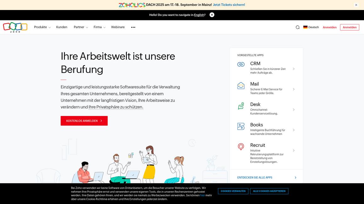 Zoho Homepage