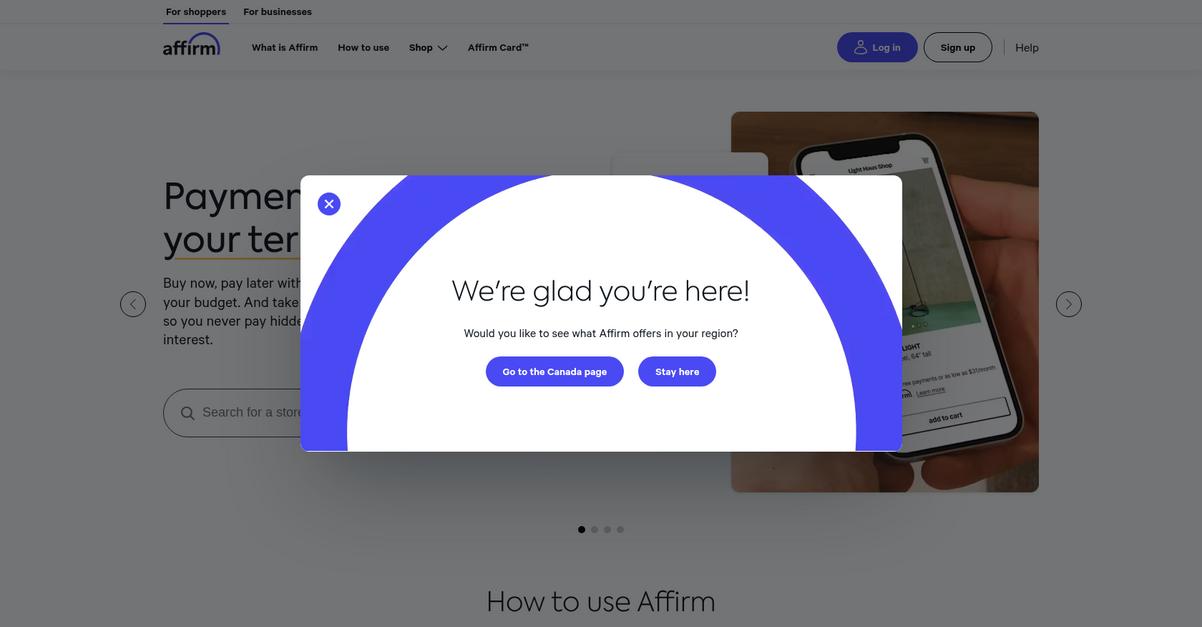 Affirm Homepage