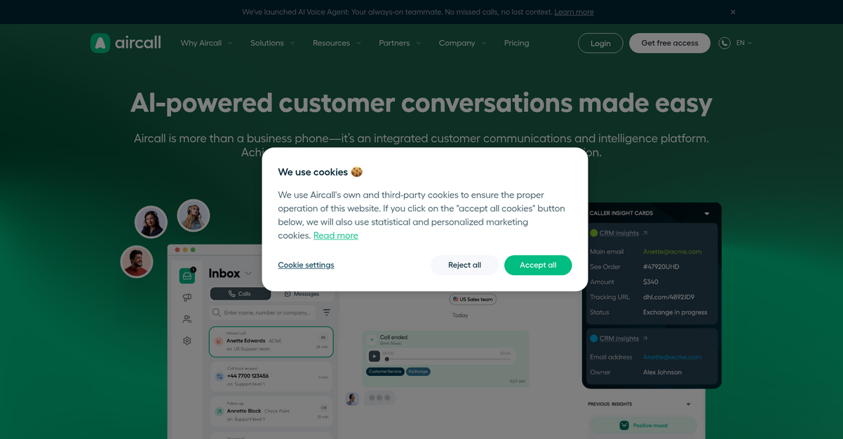 Aircall Homepage