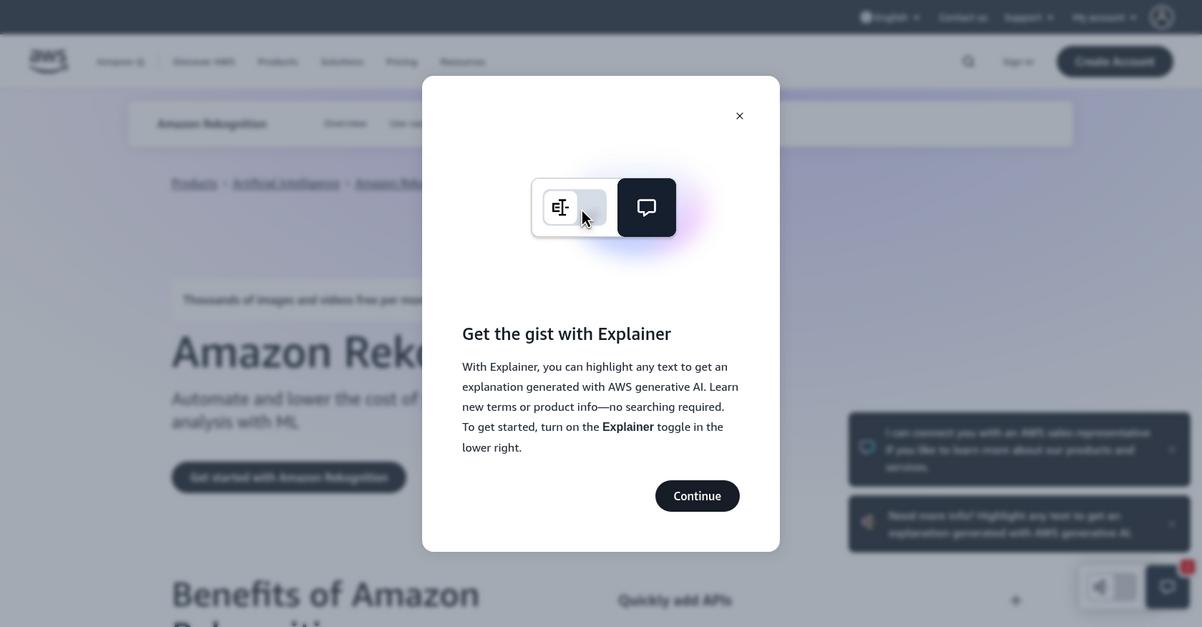 Amazon Rekognition Homepage