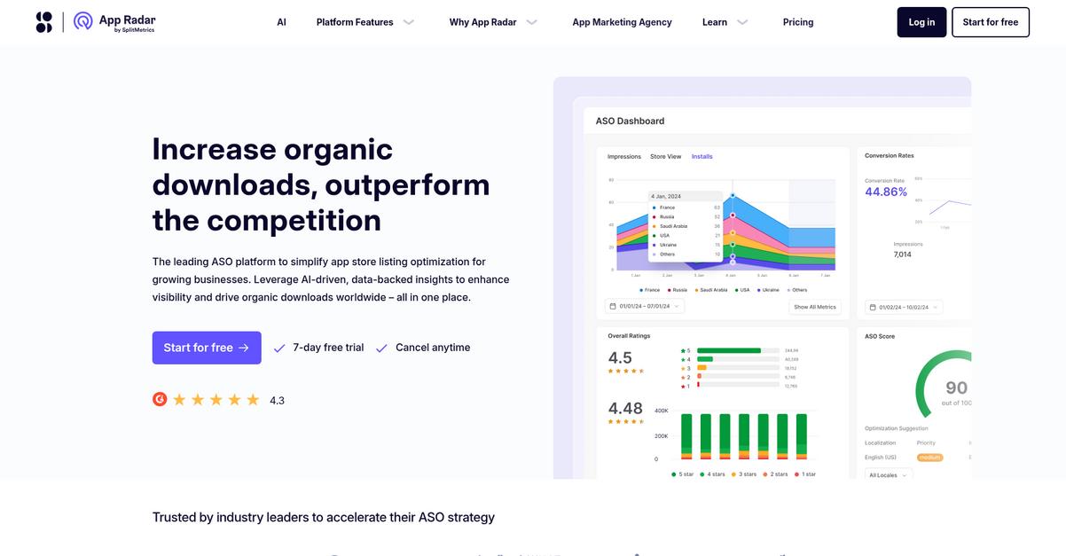 App Radar Homepage