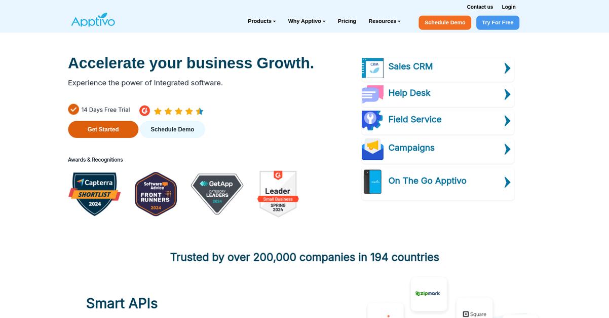 Apptivo Homepage