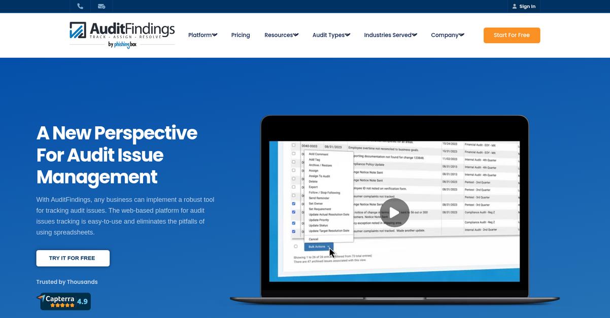 Audit Findings Homepage