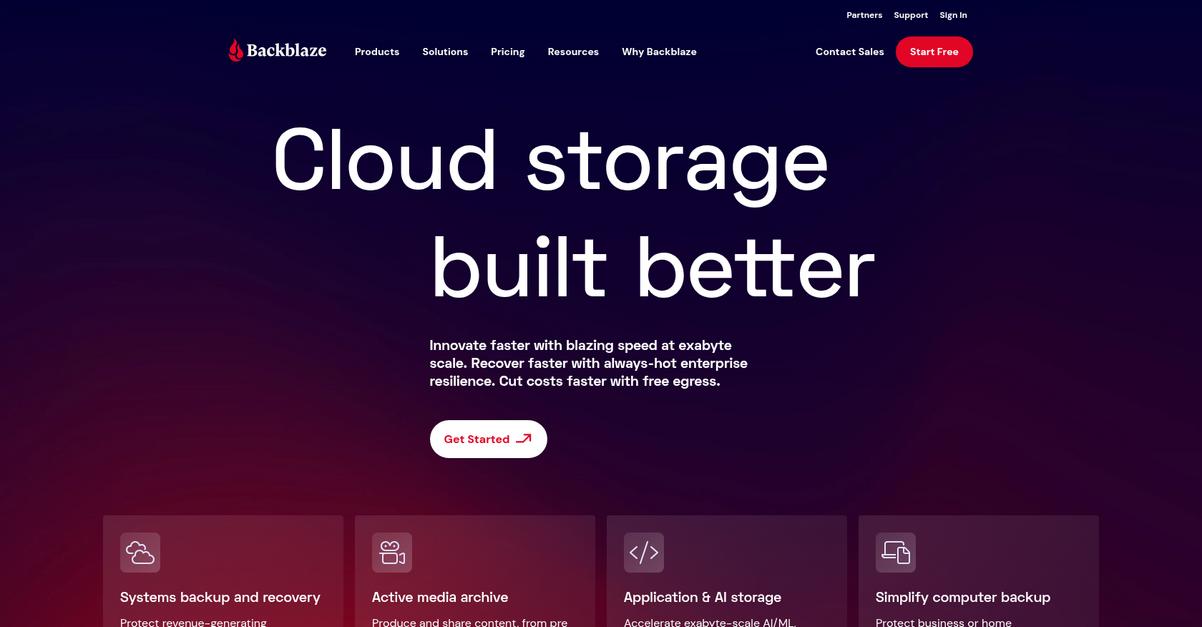 Backblaze Homepage