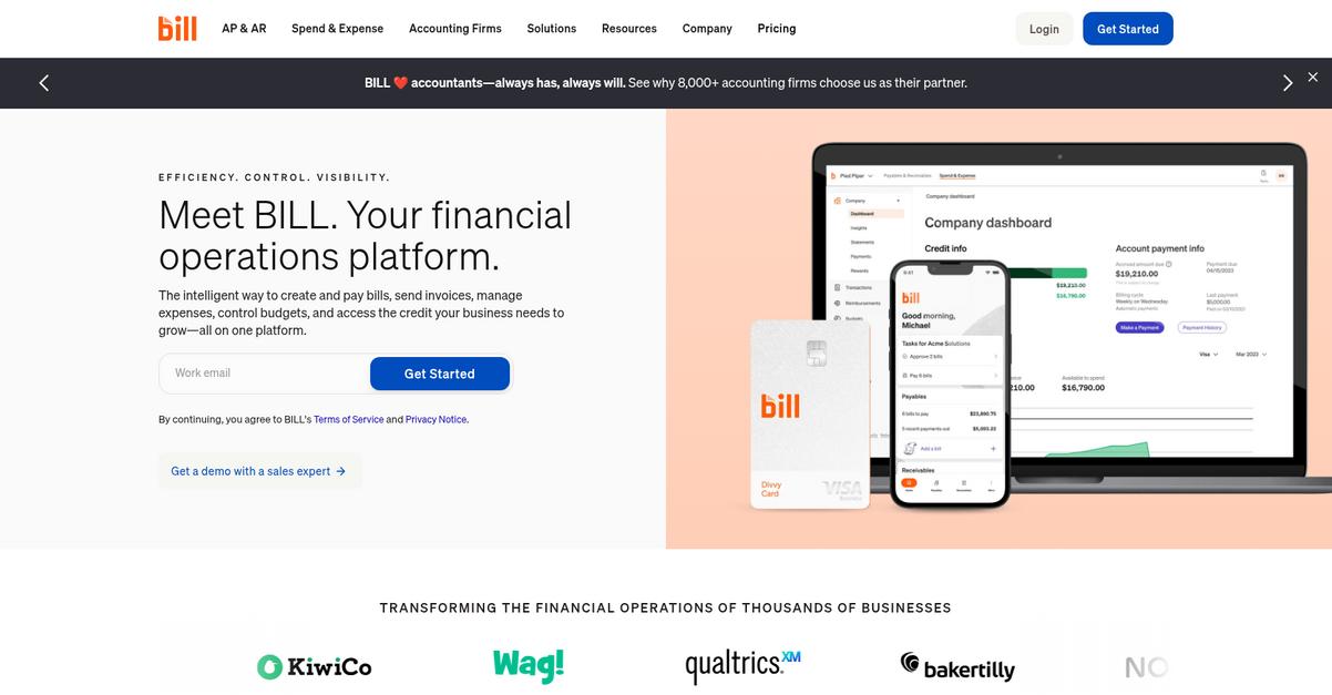 Bill.Com Homepage