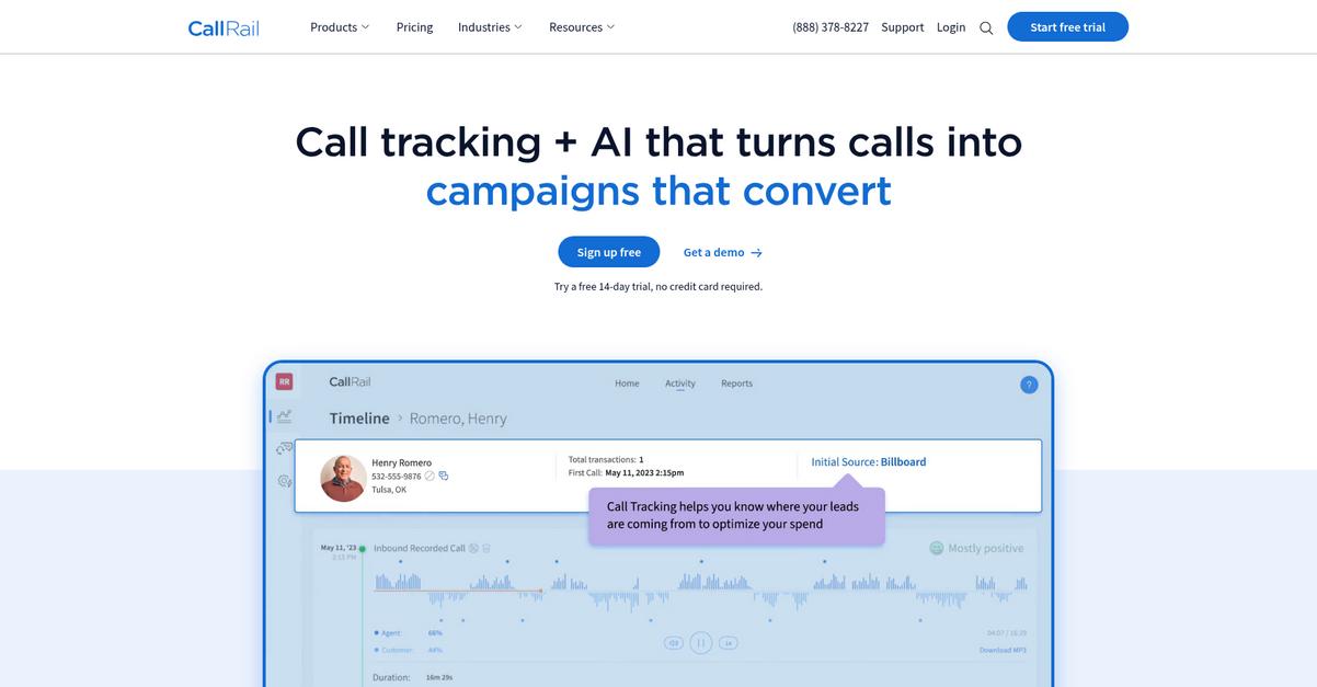 Call Rail Homepage