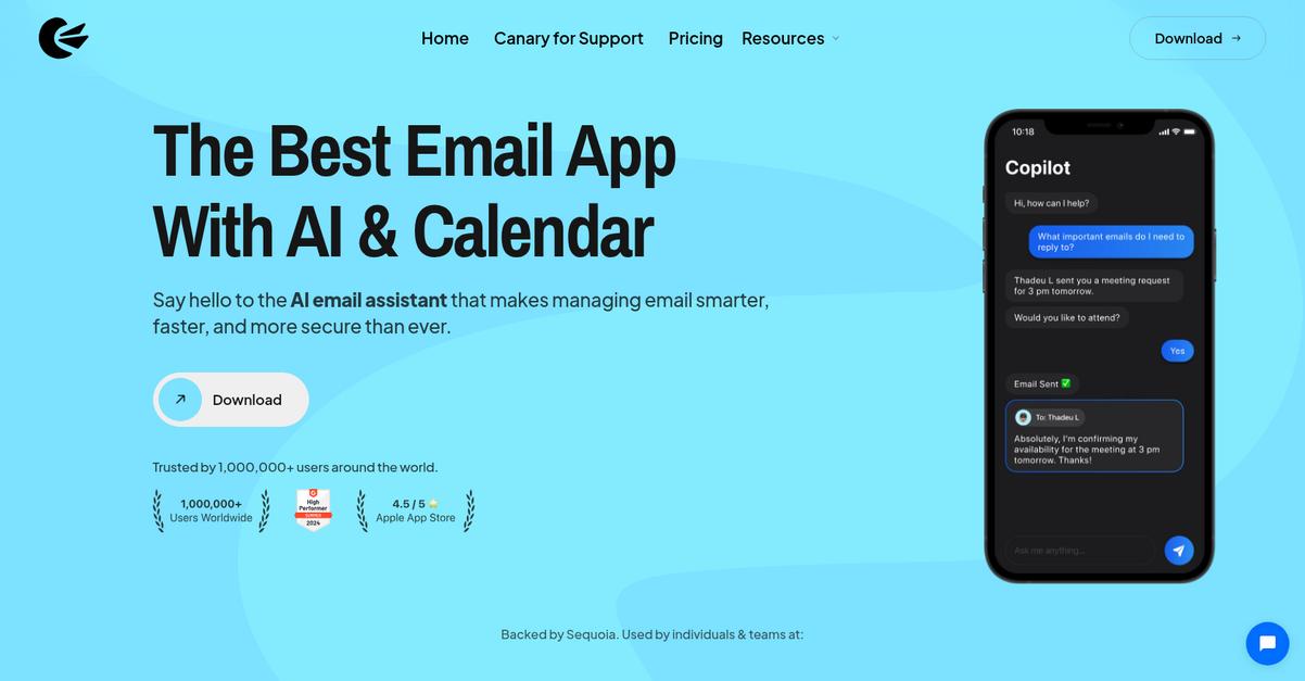 Canary Mail Homepage