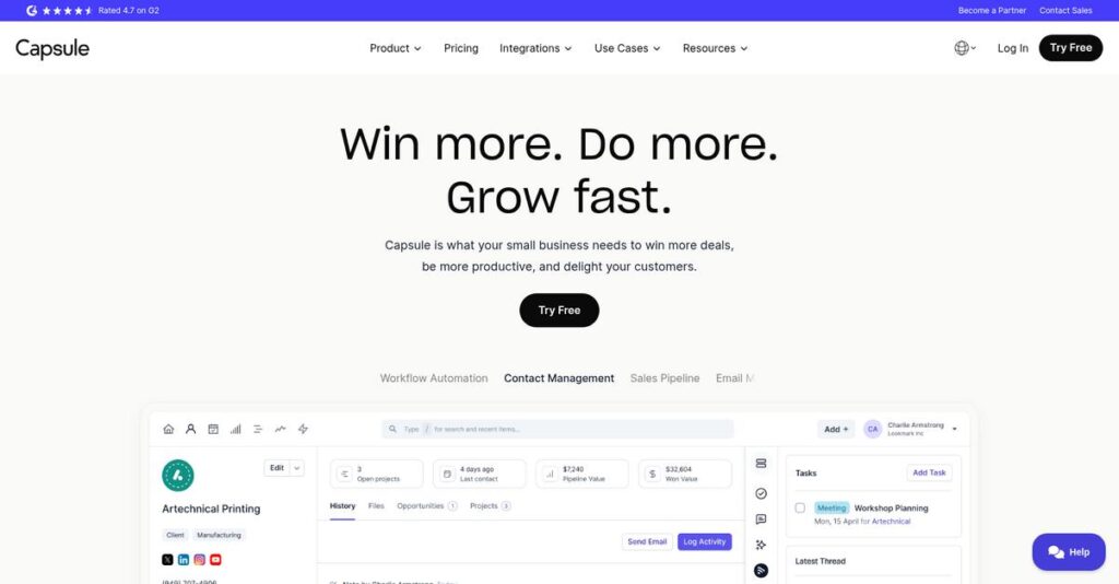 Capsule CRM Homepage