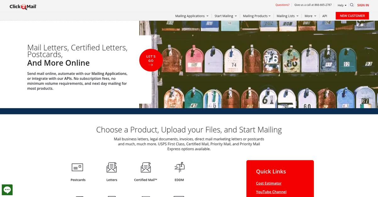 Click2mail Homepage