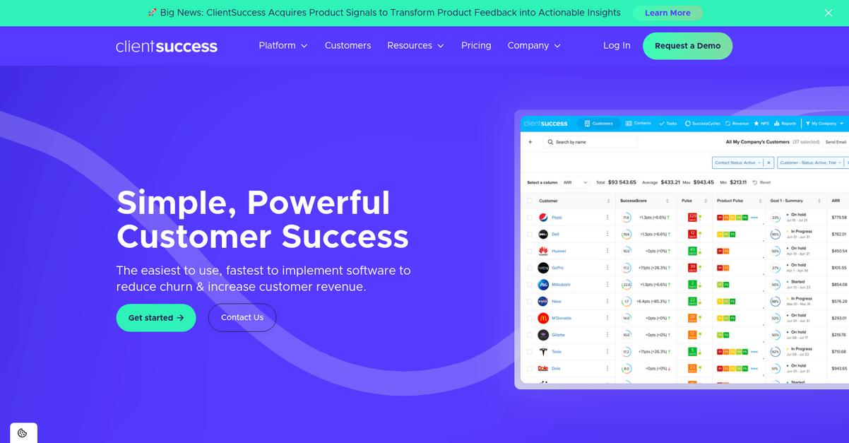 Client Success Homepage