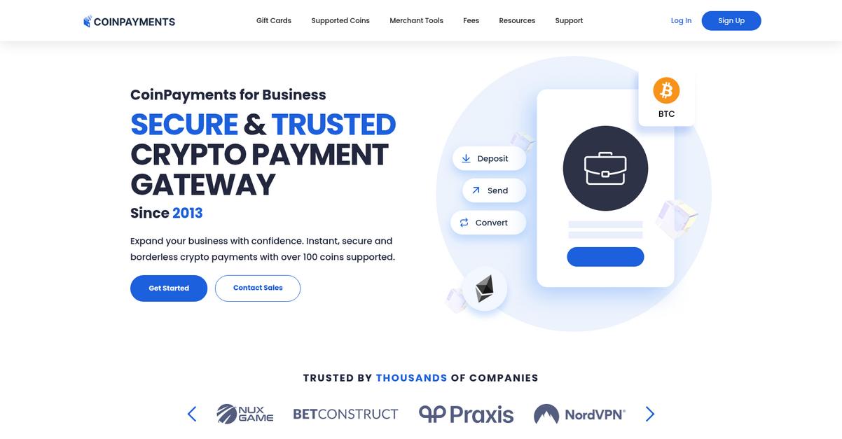 Coin Payments Homepage