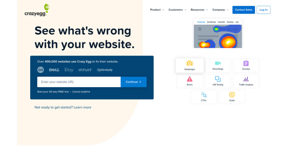 Crazy Egg Homepage