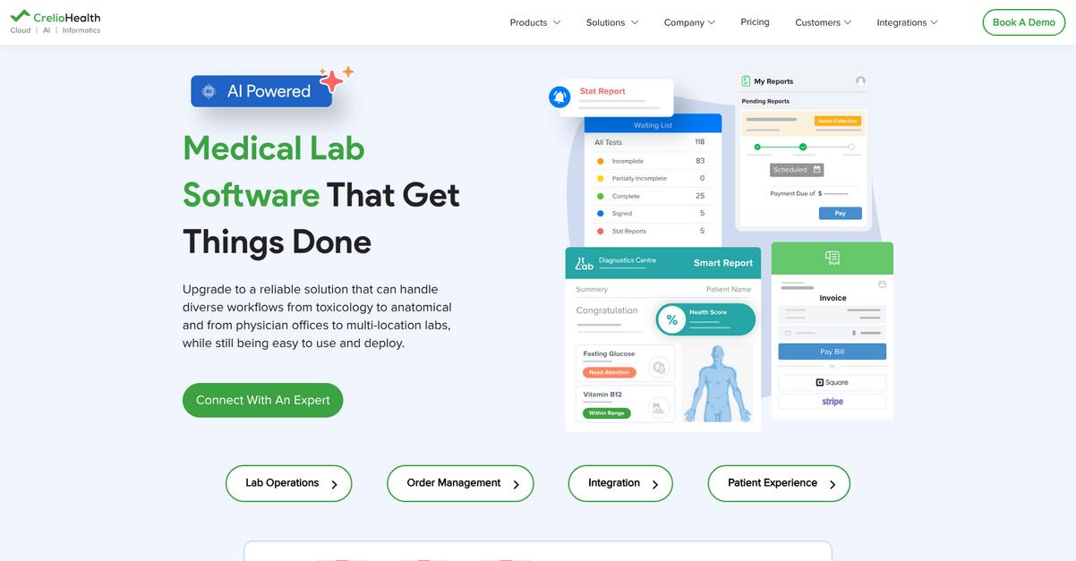 Crelio Health Homepage