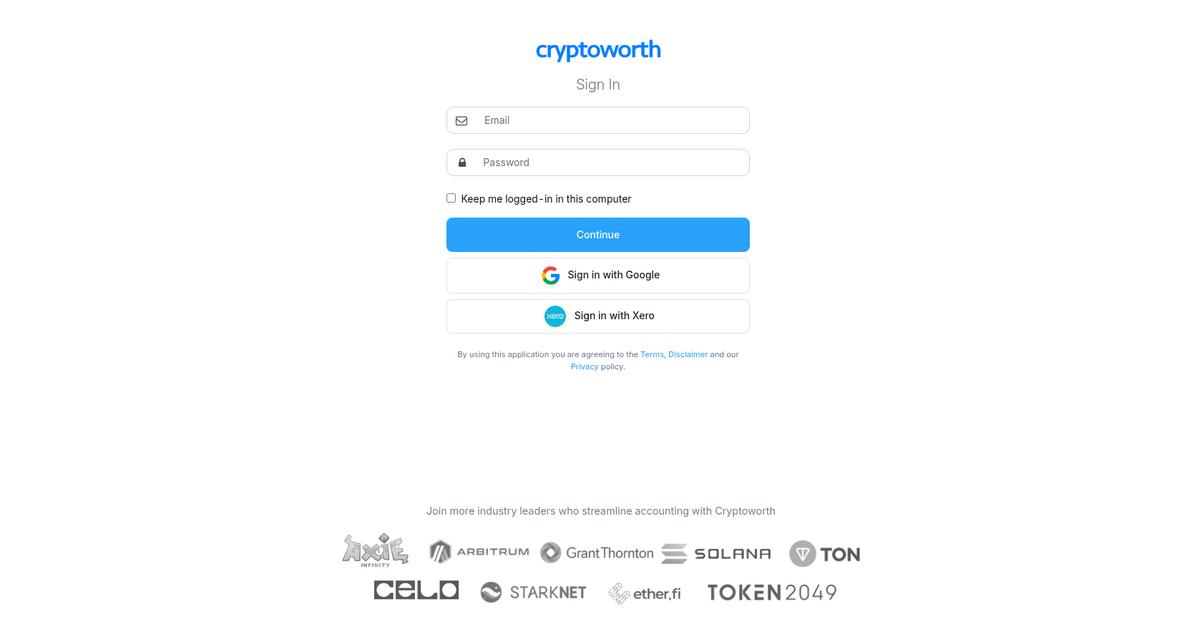 Cryptoworth Homepage