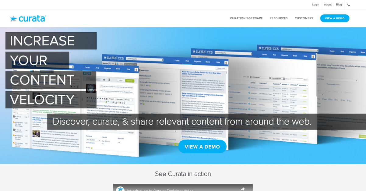 Curata Homepage