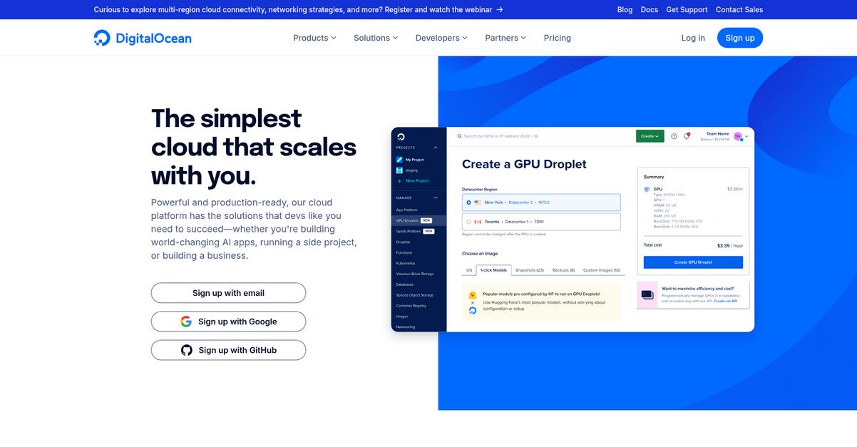 Digital Ocean Homepage