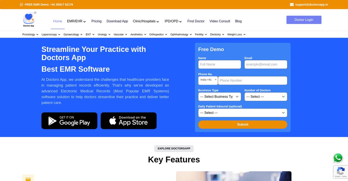 Doctors App Homepage