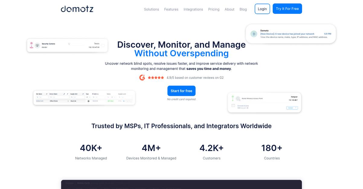 Domotz Homepage