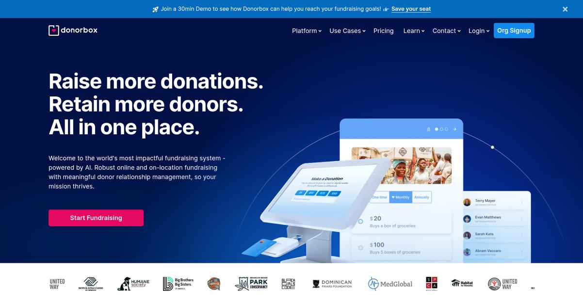 Donorbox Homepage