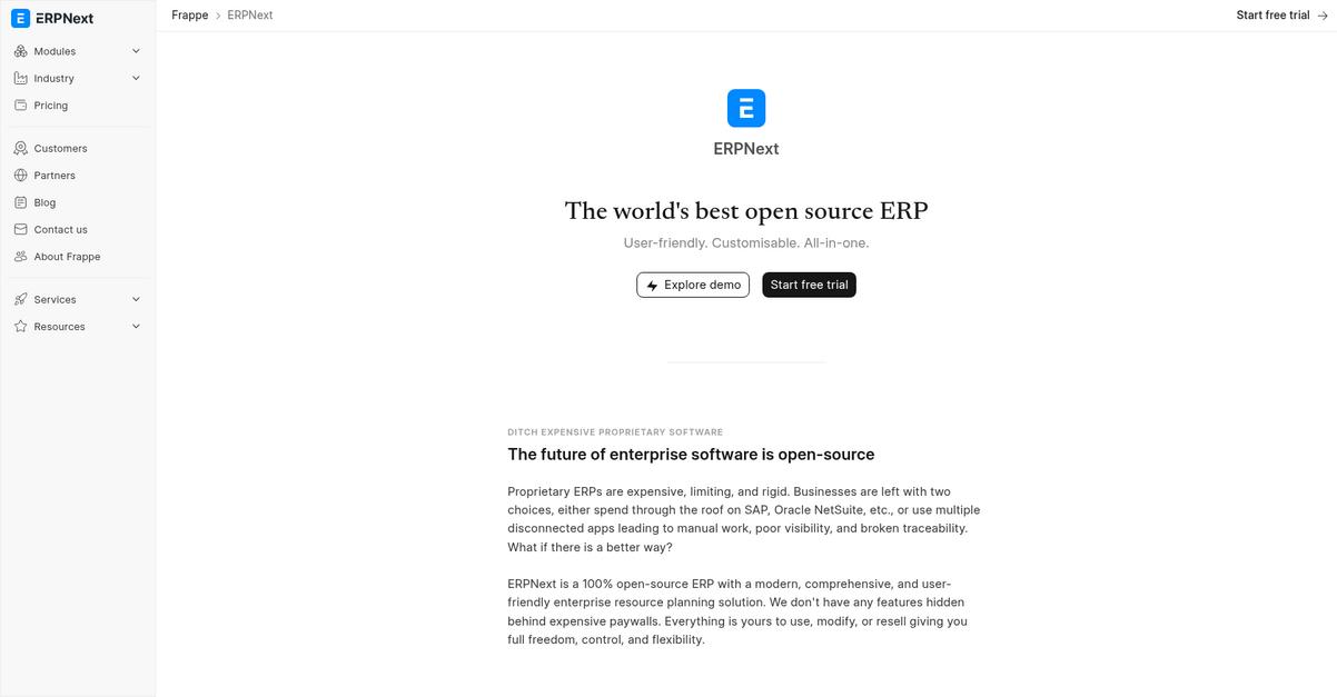 Erpnext Homepage
