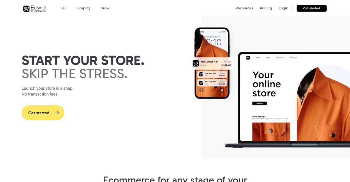 Ecwid Homepage