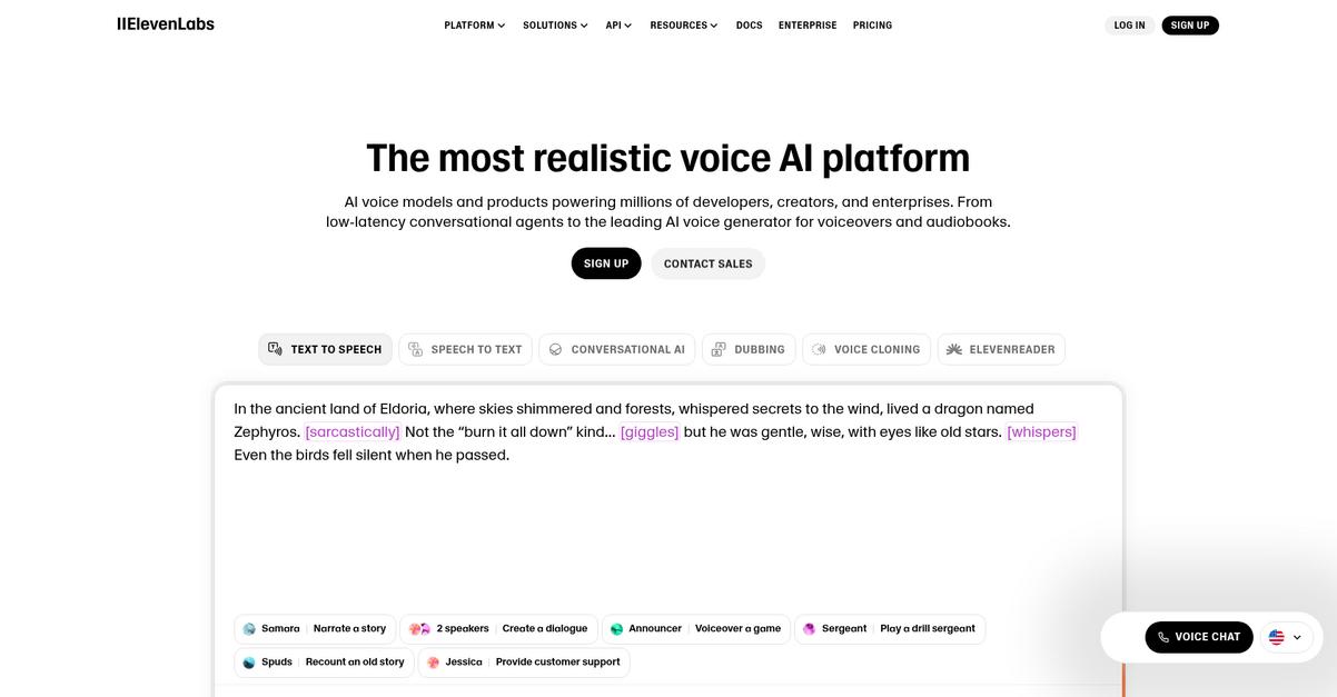 Eleven Labs Homepage