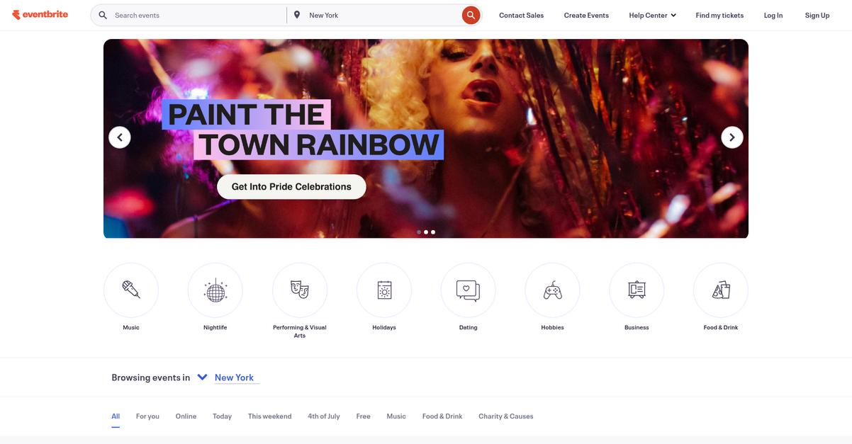Eventbrite Homepage